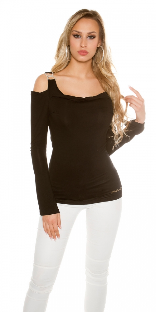 Bluze maneca lunga sexy cu umerii goi w. strasuri