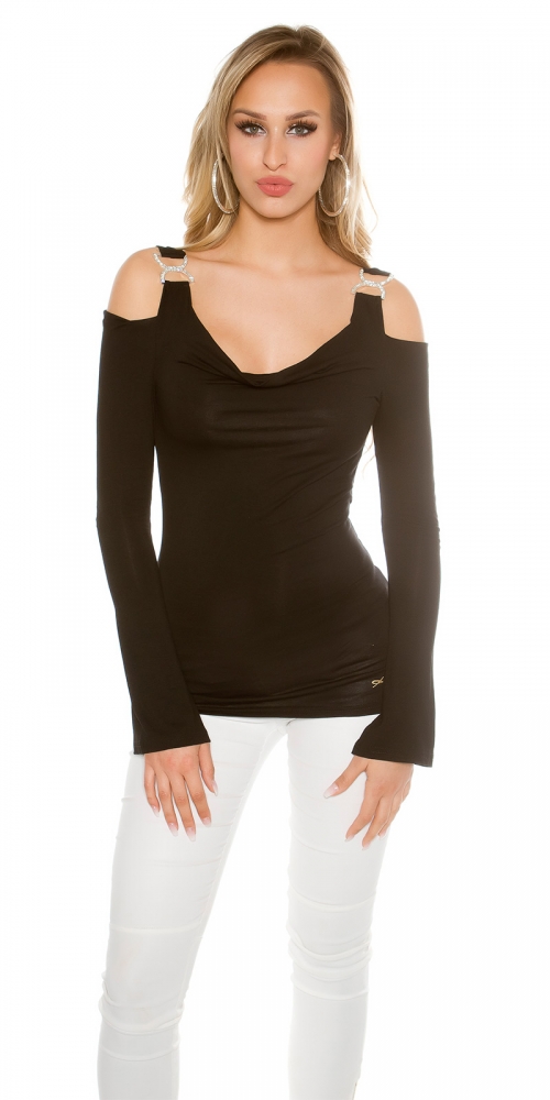 Bluze maneca lunga sexy cu umerii goi w. strasuri