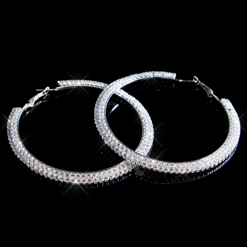 Cercei Sexy XL hoop cu strasuri