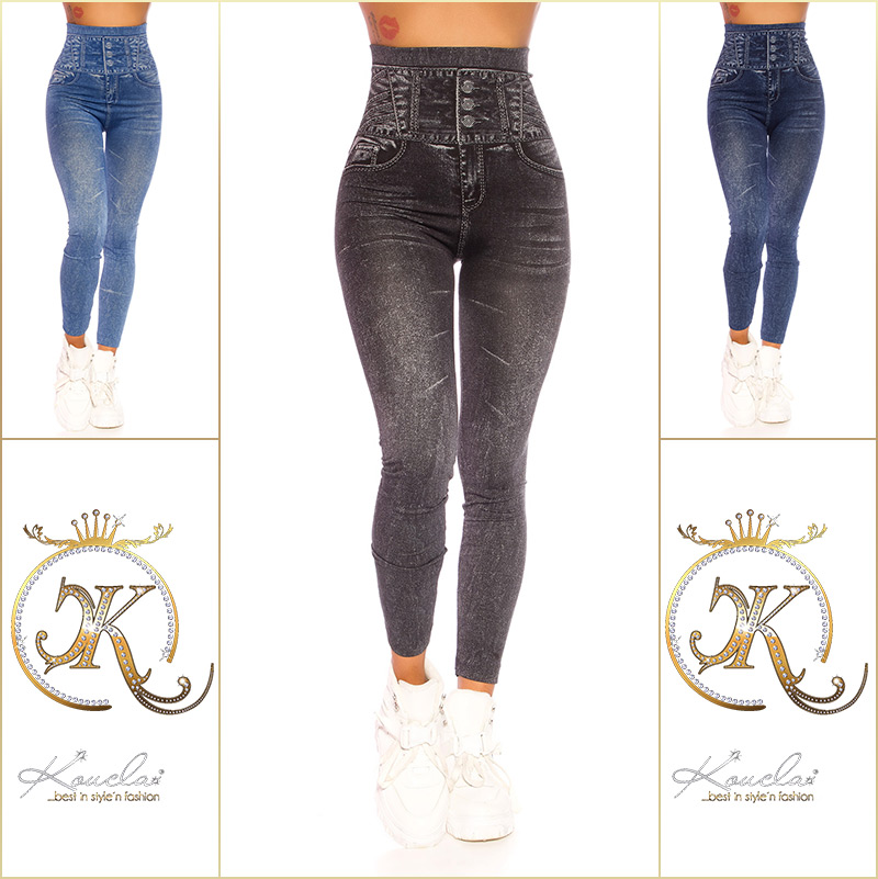 Colanti imitatie blugi la moda cu talie inalta