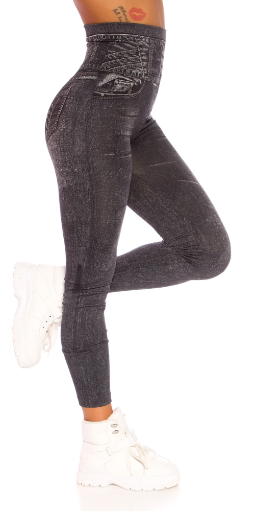 Colanti imitatie blugi la moda cu talie inalta