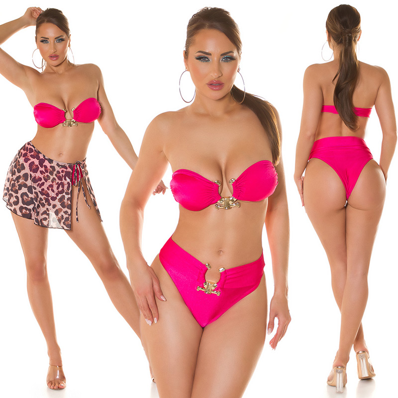 Costum de baie in doua piese sexy 2 Set cu auriu detaliu