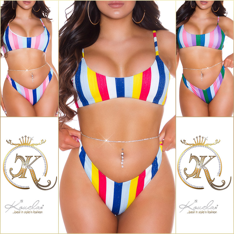 Costum de baie in doua piese Sexy sport Multicolour Stripes