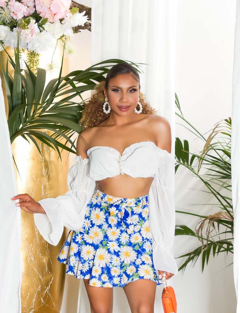 Fusta pantaloni Sexy cu talie inalta curea care se leaga