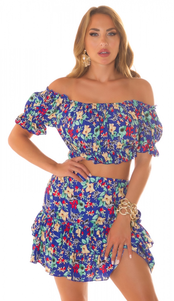 Fuste Compleu sexy + Top cu imprimeu floral