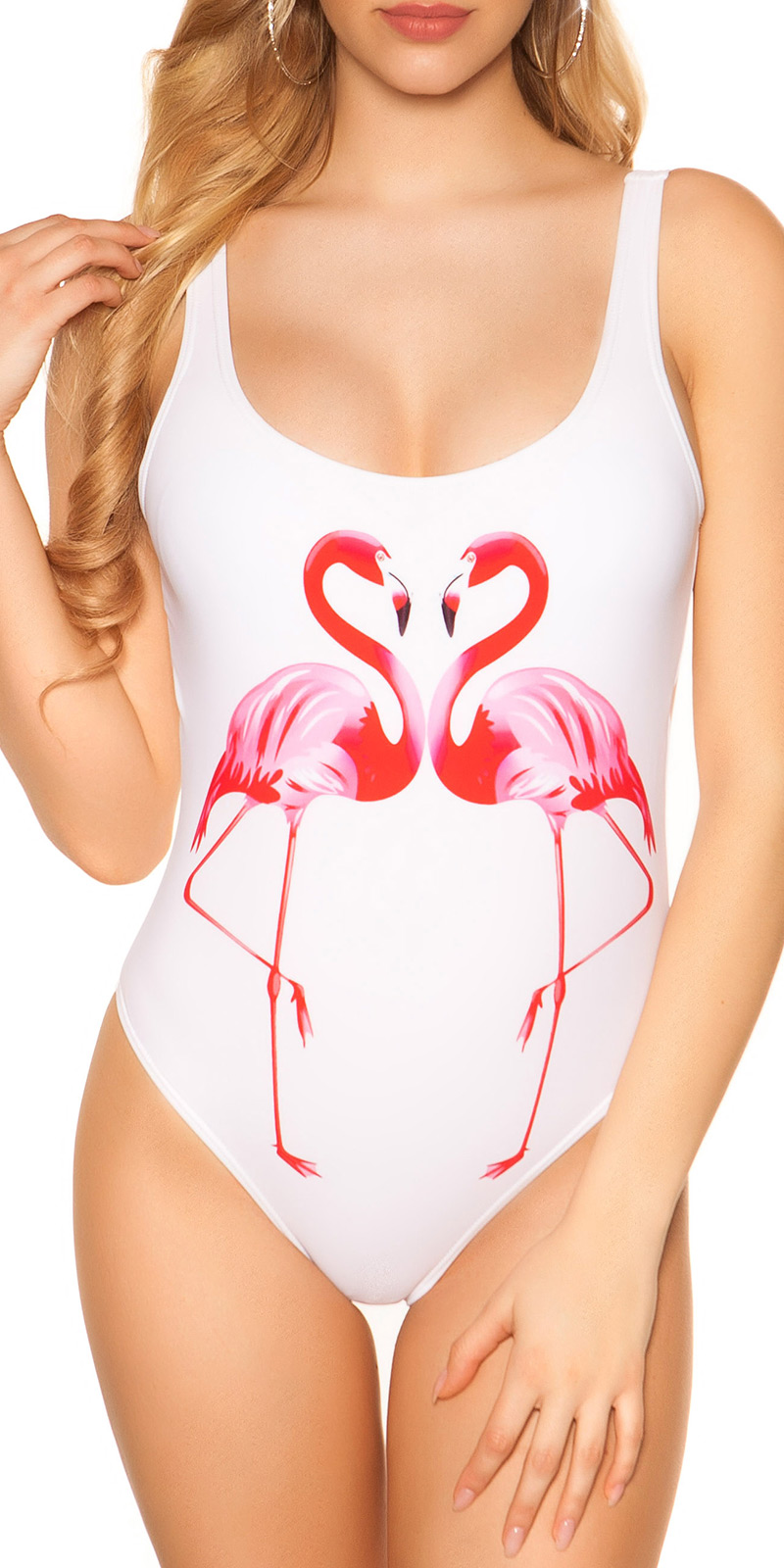 Costum baie la moda cu Flamingo imprimeu