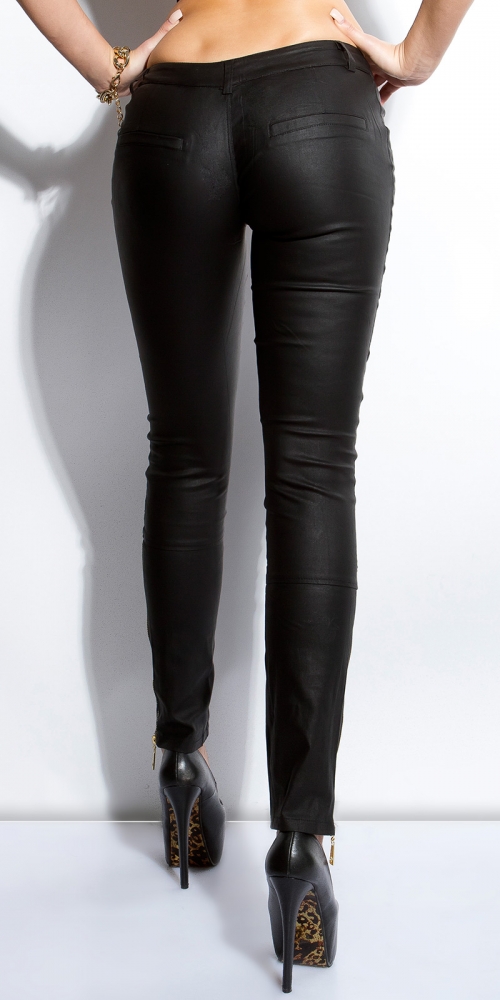 Pantaloni piele ecologica sexy cu auriu fermoar