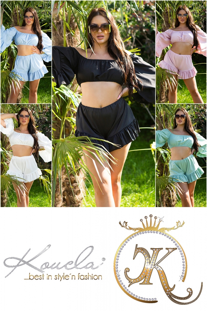 Pantaloni scurti Top deasupra buricului Sexy Latina de vara Set- si