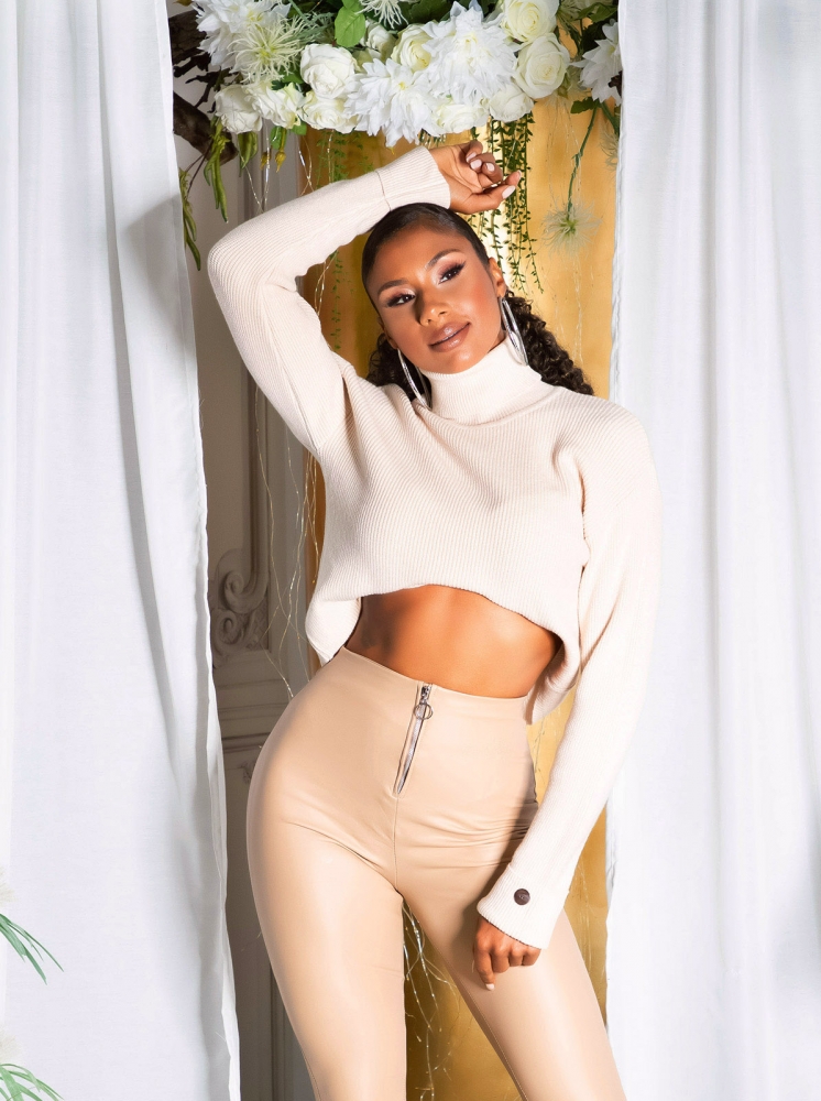 Pantaloni Sexy cu talie inalta piele ecologica fermoar
