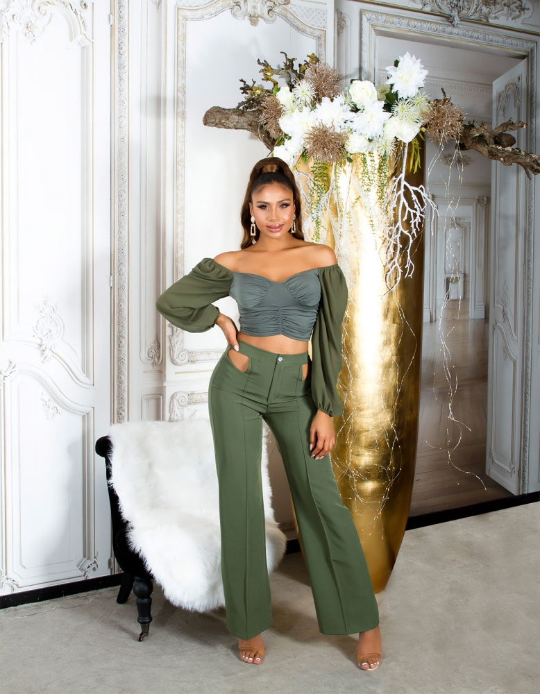 Pantaloni Sexy evazati cu decupaje