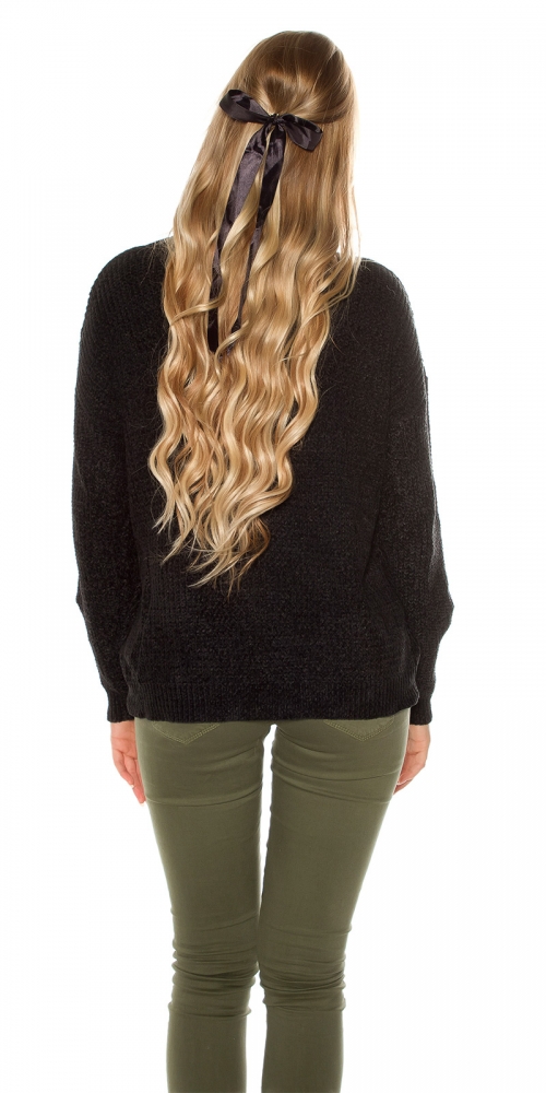 Pulover la moda tricot cu floral embroidery