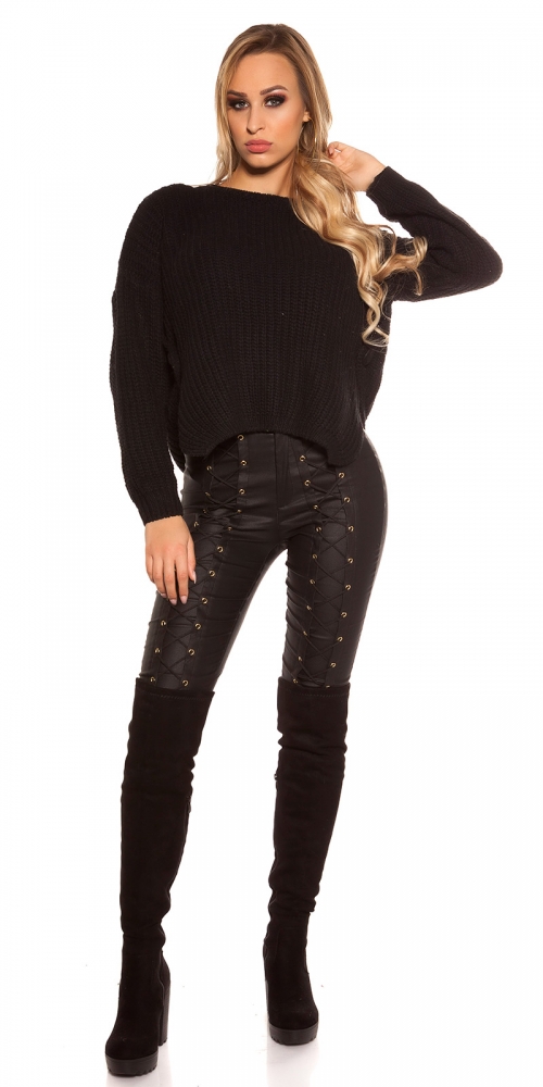 Pulover la moda tricot cu side- nasturi