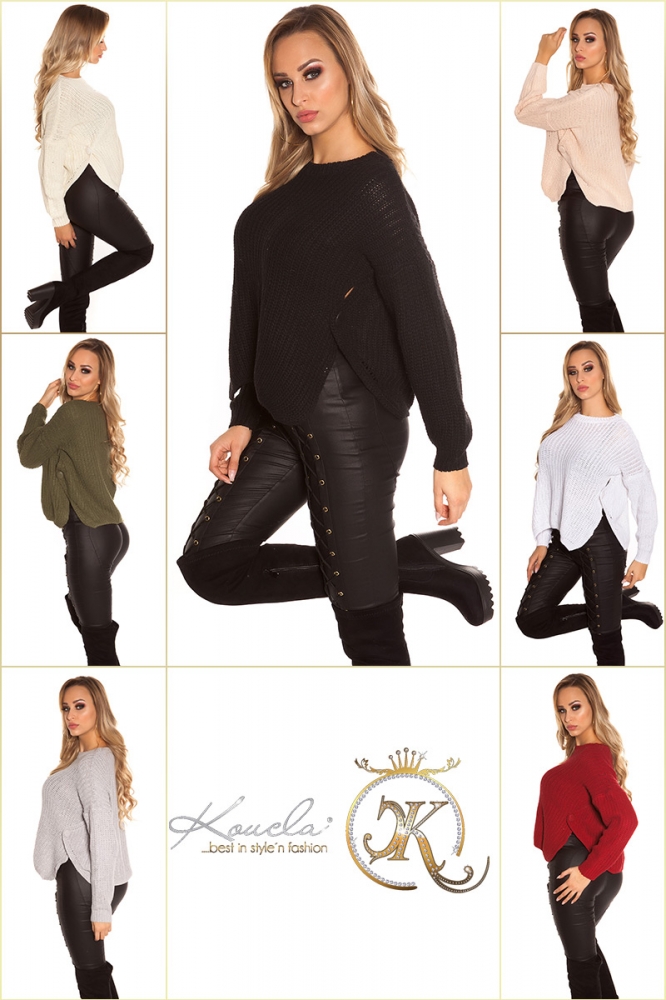 Pulover la moda tricot cu side- nasturi
