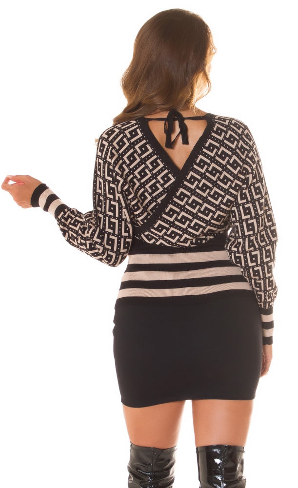 Pulover Sexy tricot cu decolteu in v si fundita Detail