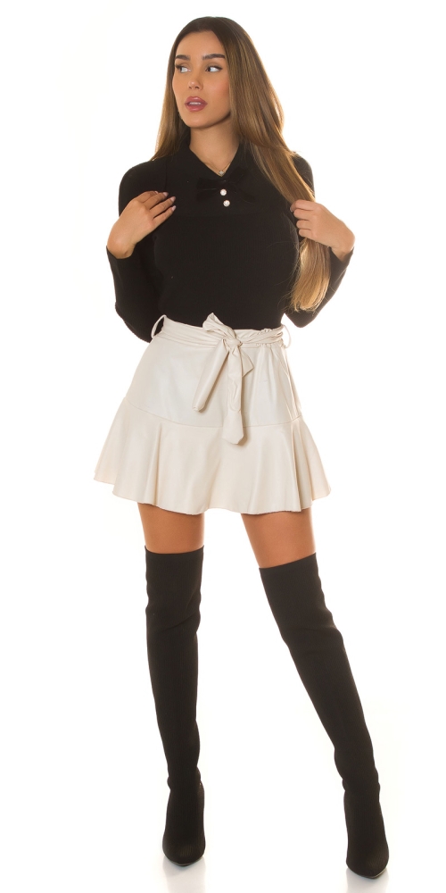Pulover Sexy tricot cu guler si fundita detail