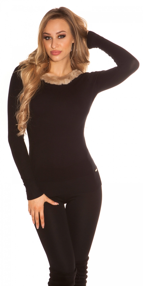Pulovere SexyBack fashion tricot fin cu fake fell