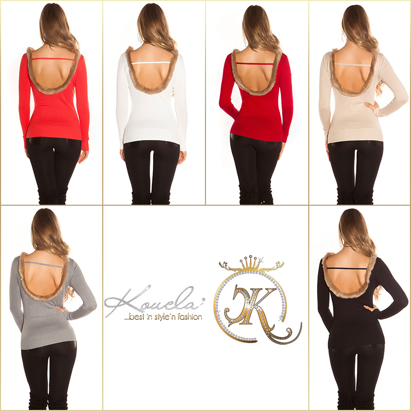 Pulovere SexyBack fashion tricot fin cu fake fell