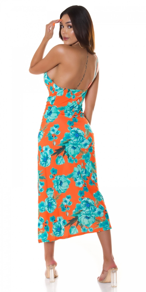 Rochie de vara Sexy cu XL crapatura pe piciorand imprimeu floral