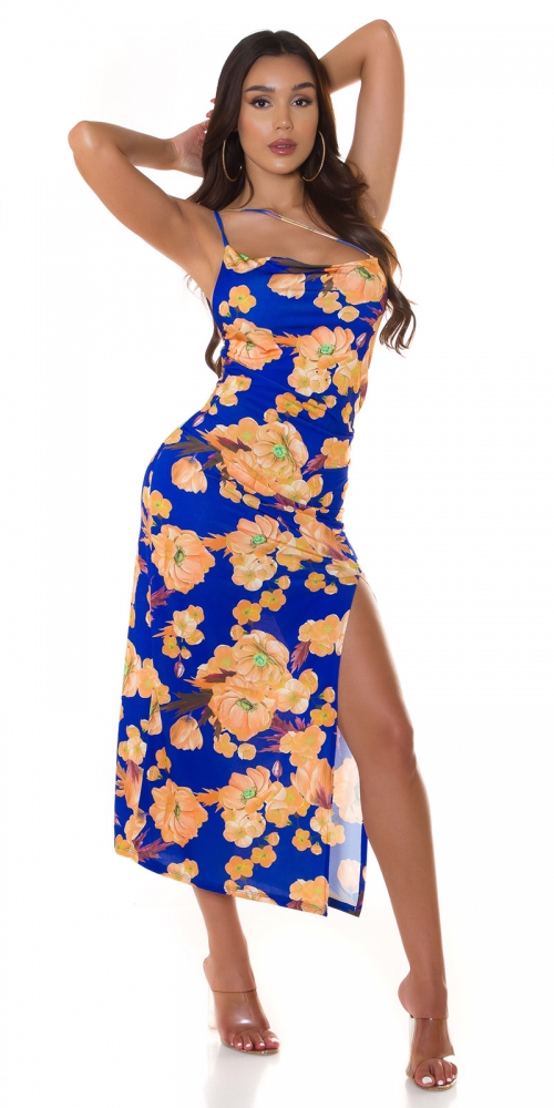 Rochie de vara Sexy cu XL crapatura pe piciorand imprimeu floral