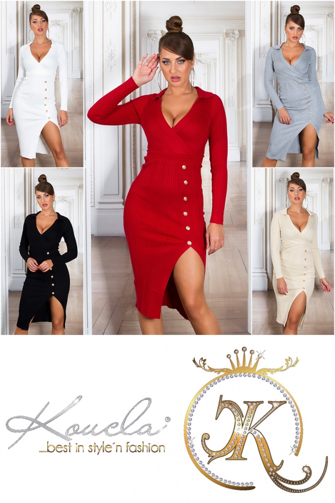 Rochii Sexy cu decolteu in v Midi tricot
