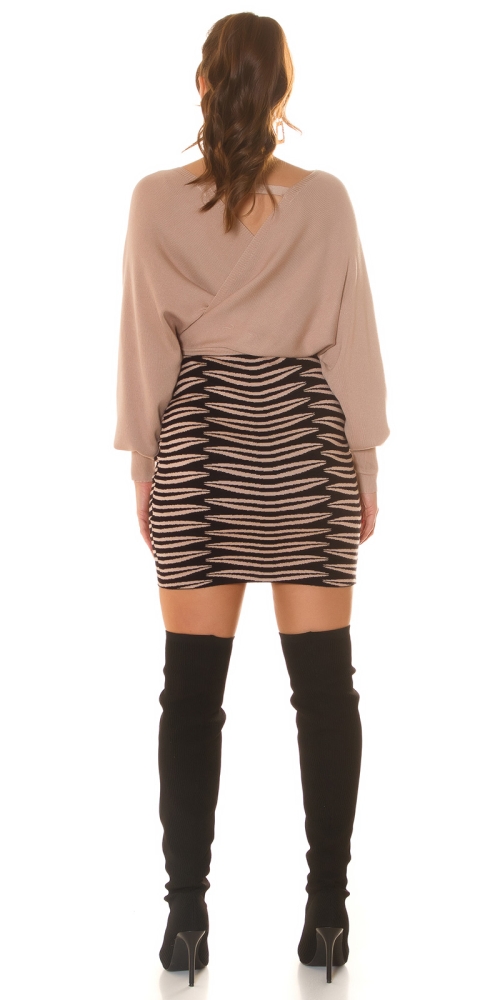 Rochii Sexy draped maneca lunga tricot cu model