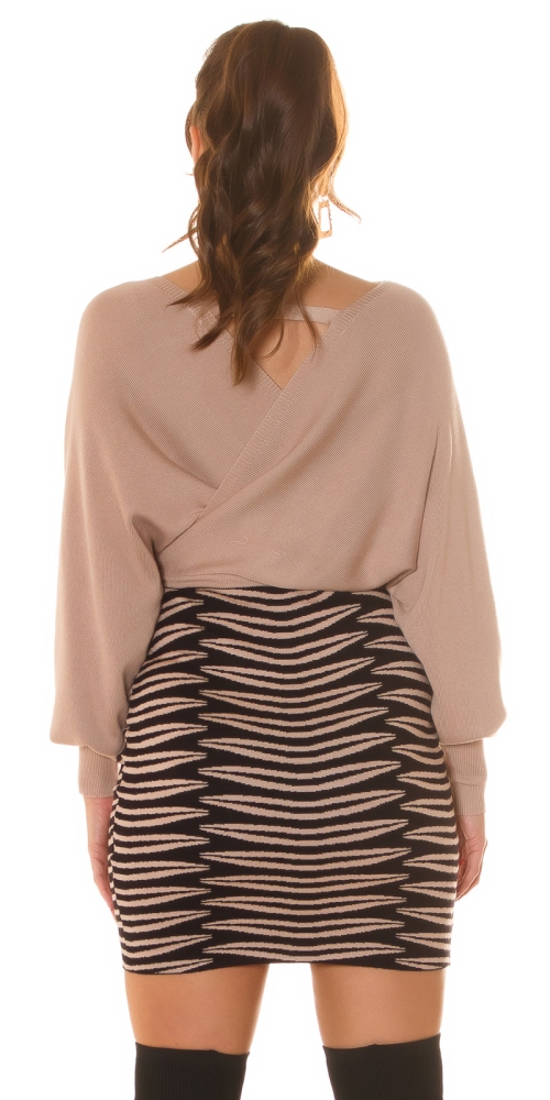 Rochii Sexy draped maneca lunga tricot cu model