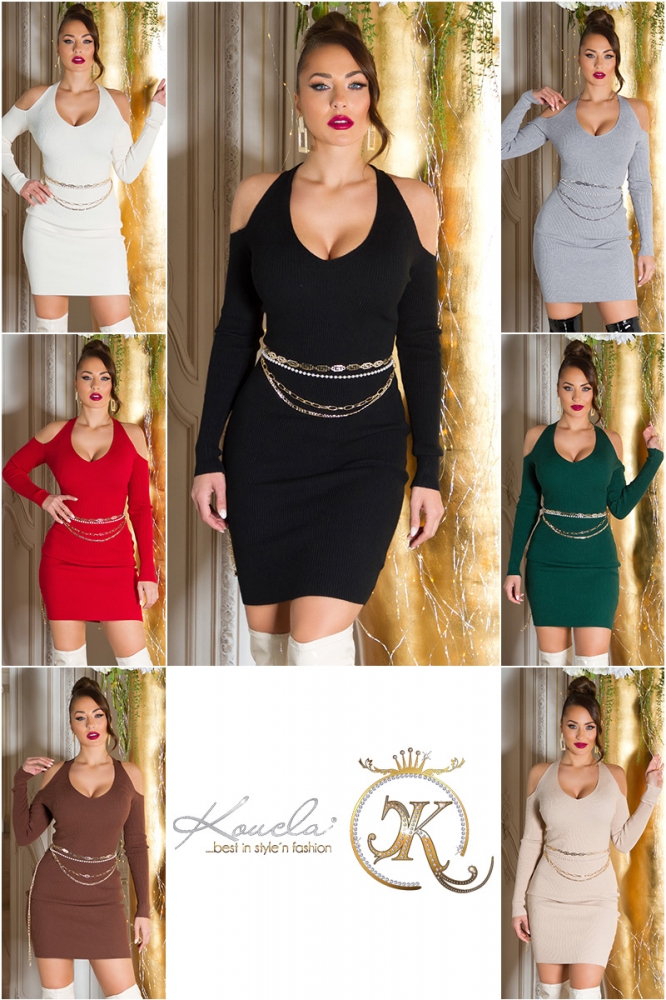 Rochii Sexy Neck-tricot cu decupaje