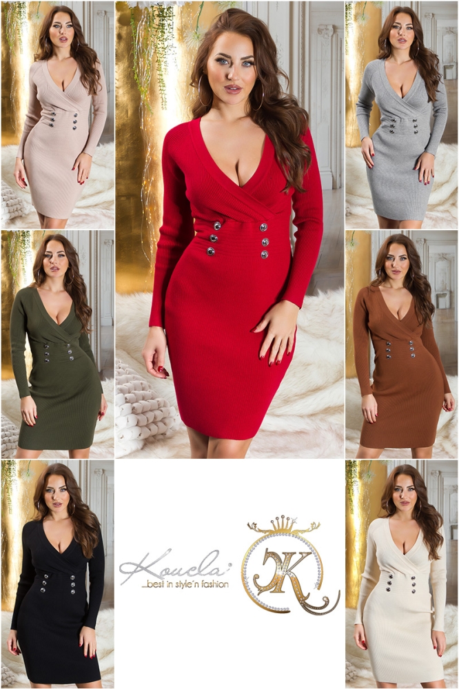 Rochii tricotate Sexy Musthave cu nasturi decorativi
