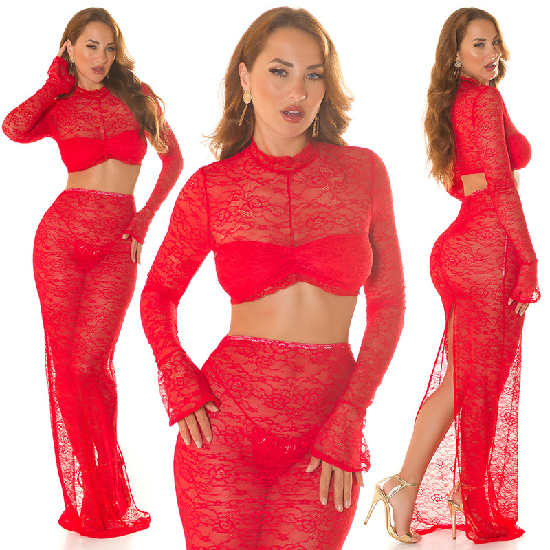 sexy cu buricul gol maneca lunga top dantela