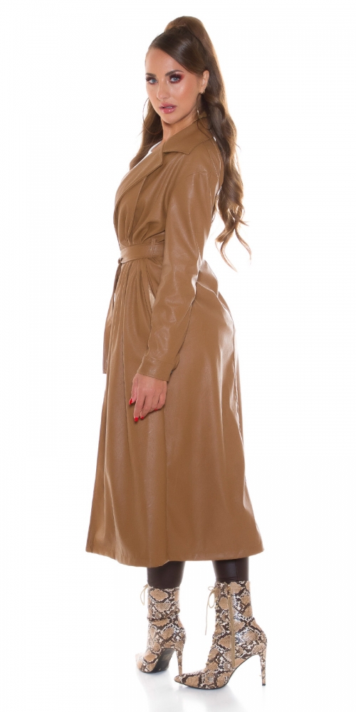 Palton Sexy piele ecologica cu curea