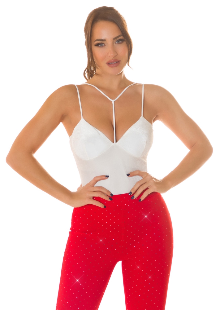 sexy tip catifea Top cu strap detaliu
