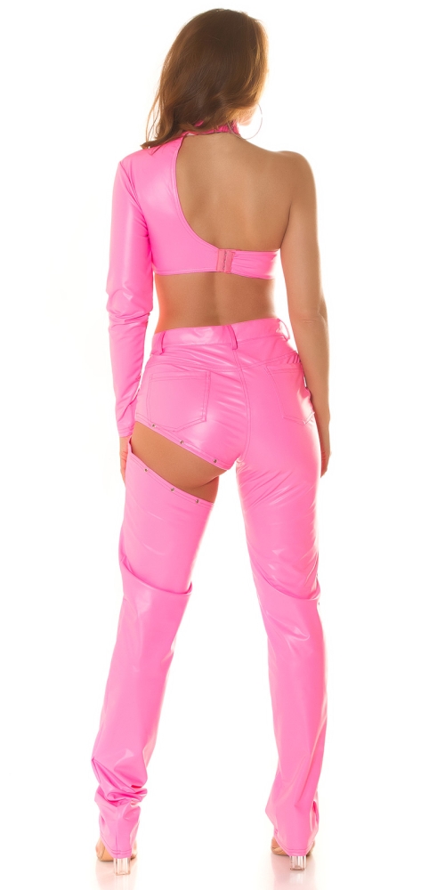 Topuri cu buricul gol sexy Kim K. Style One Arm piele ecologica