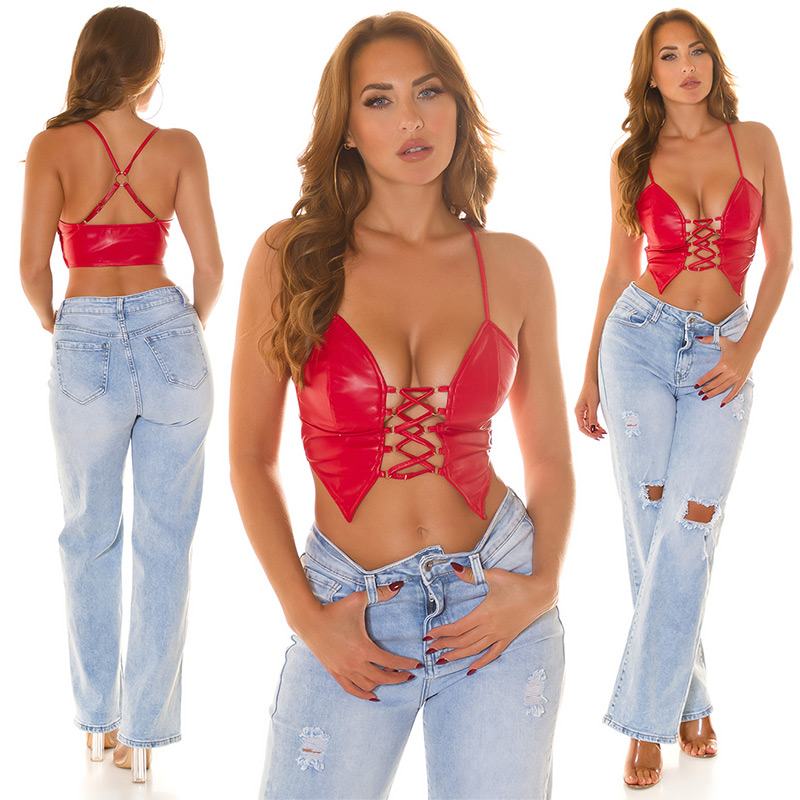 Topuri cu buricul gol sexy piele ecologica siret